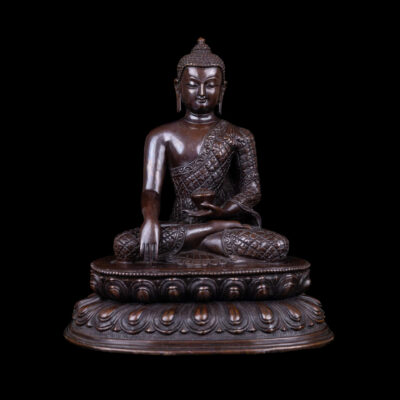 Shakyamuni Buddha: Buddhist Handmade Statue, Chocolate Oxidized Finish