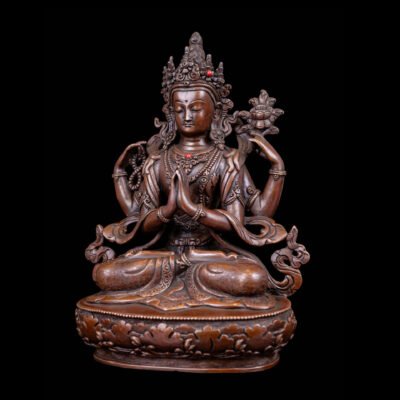 Chenrezig: Buddhist Handmade Statue, Chocolate Oxidized, High Quality