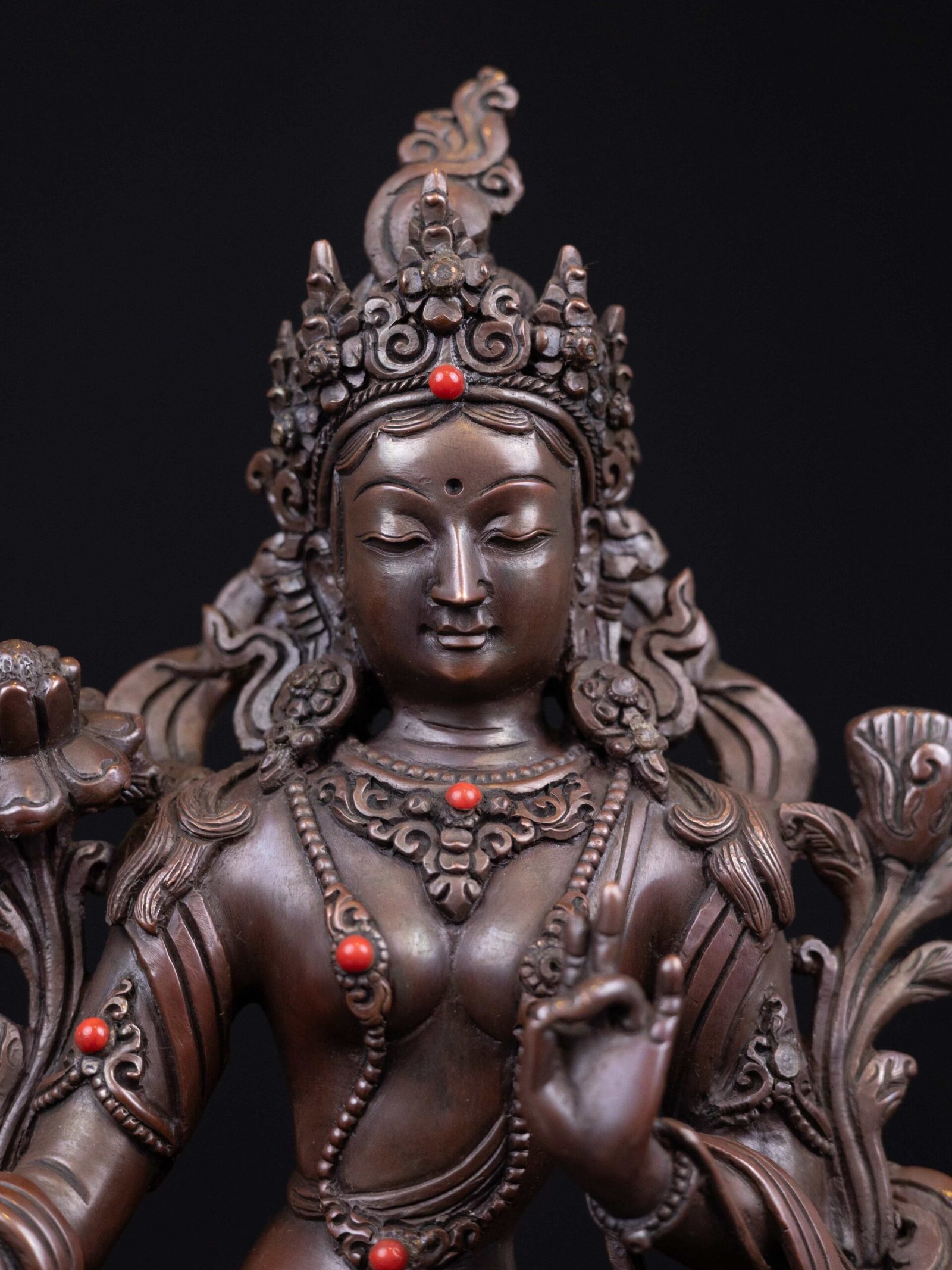 Green Tara: Buddhist Handmade Statue, Chocolate Oxidized, High Quality - Image 4