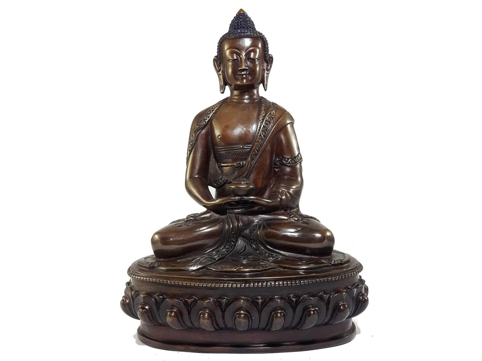 Tibetan Amitabha Buddha Statue - Chocolate Oxidized Finish