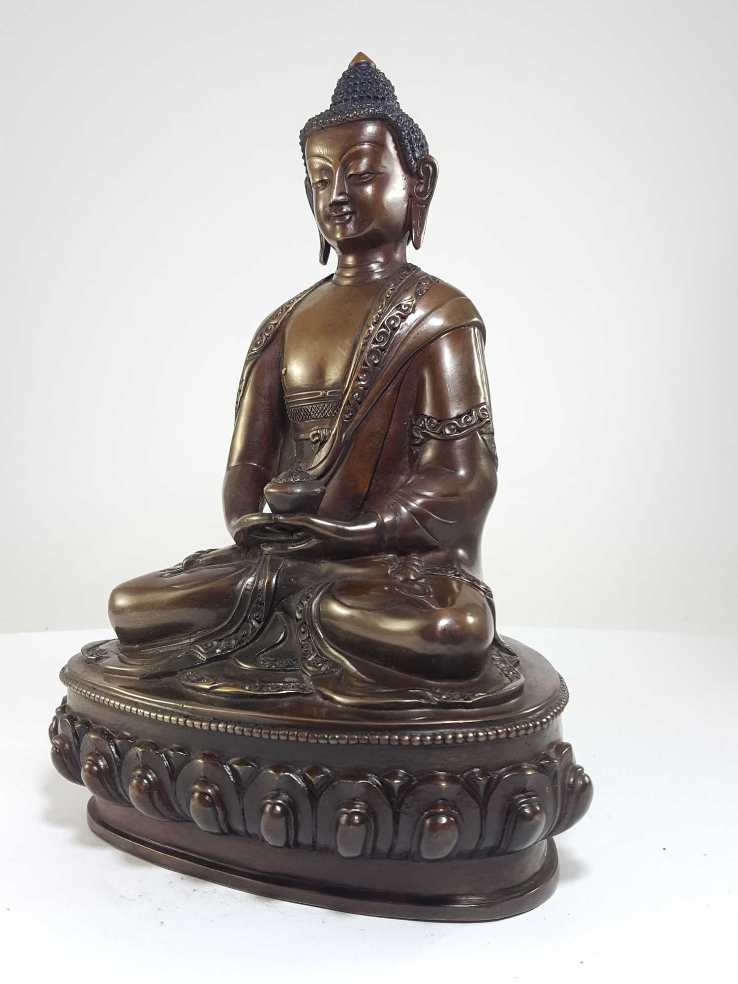 Tibetan Amitabha Buddha Statue - Chocolate Oxidized Finish - Image 3