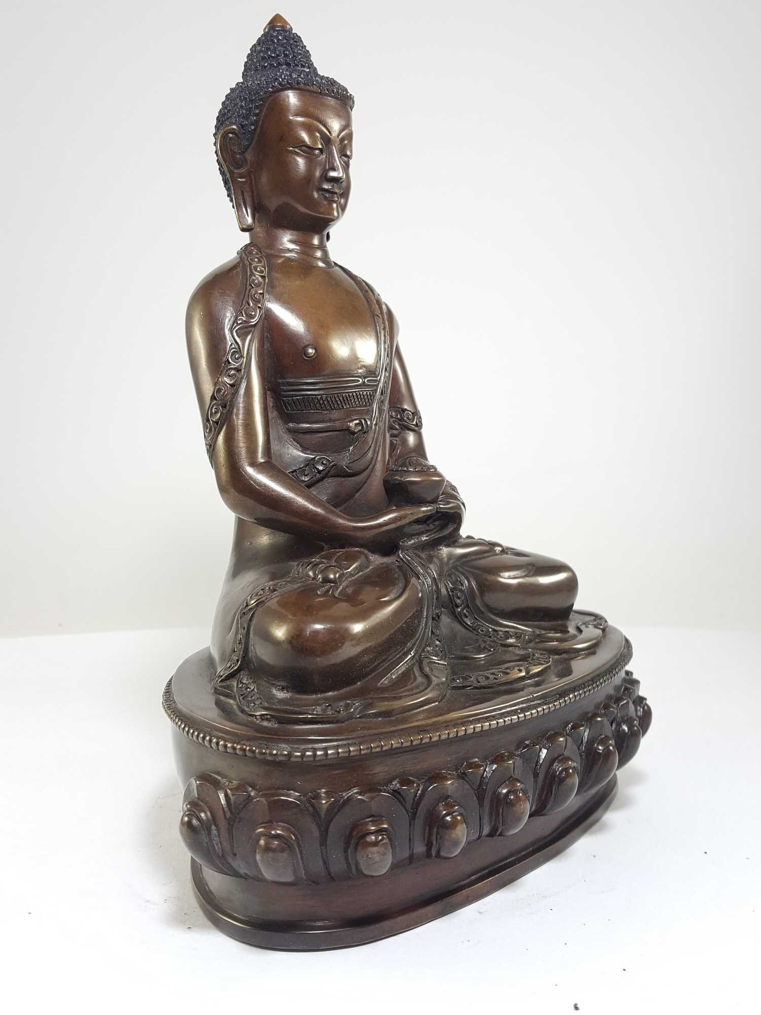 Tibetan Amitabha Buddha Statue - Chocolate Oxidized Finish - Image 2