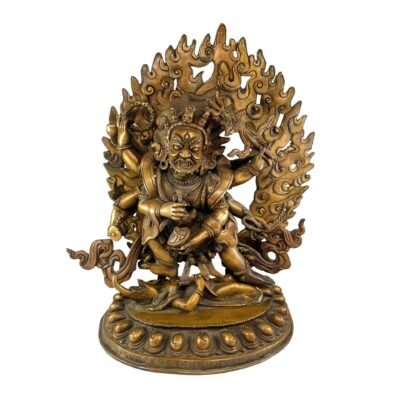 Buddhist Statue of Black Mahakala – Six-Armed Form with Bronze Finish