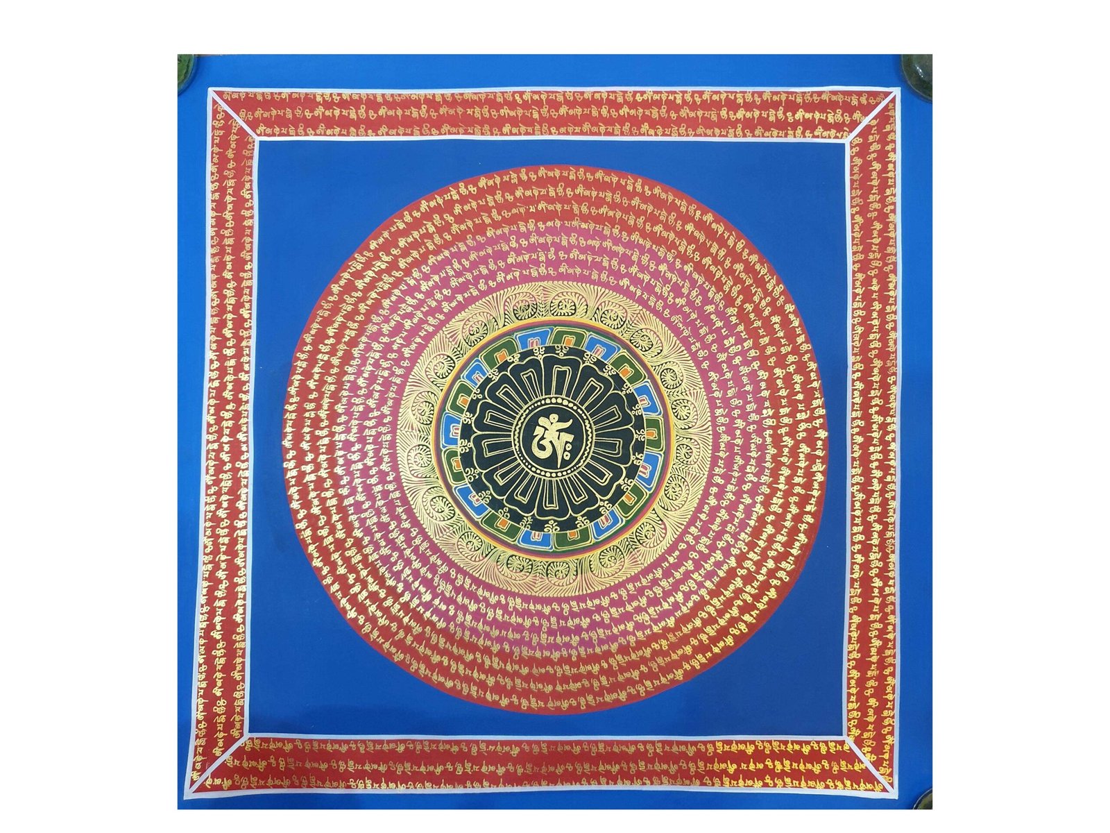 Stock Clearance – Hand-Painted Mantra Mandala (Square Mandala)