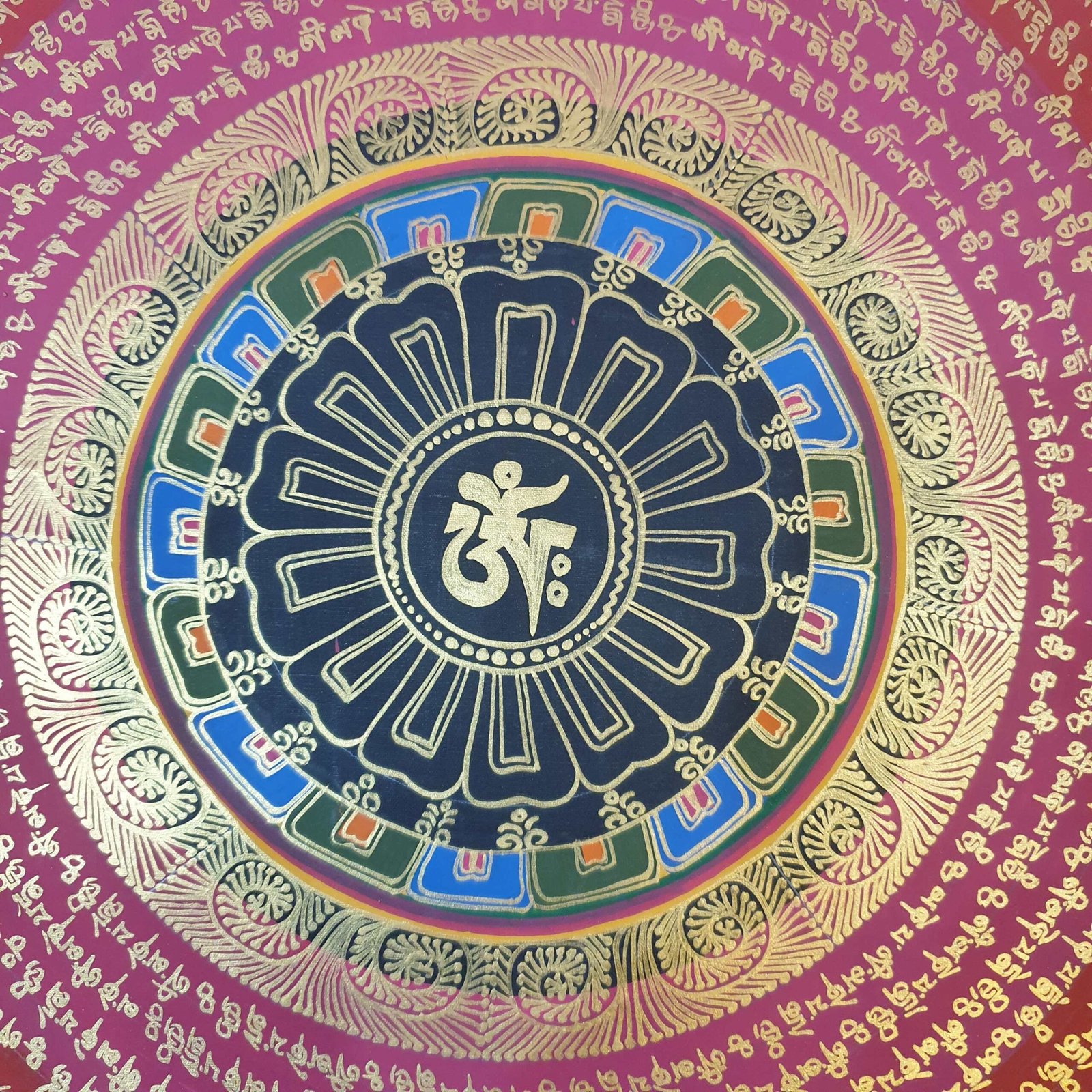 Stock Clearance – Hand-Painted Mantra Mandala (Square Mandala) - Image 2