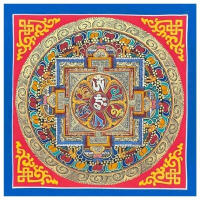 Mandala | HQ – Handcrafted Buddhist Thangka Painting of Om Mani Padme Hum Mandala | Hand-Painted | Student Mandala