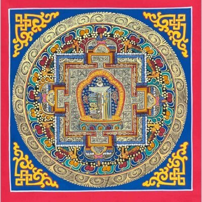 Mandala | HQ – Buddhist Handmade Thangka Painting of Old Kalachakra Mandala | Hand-Painted | Student Mandala  Item Code: HME25494