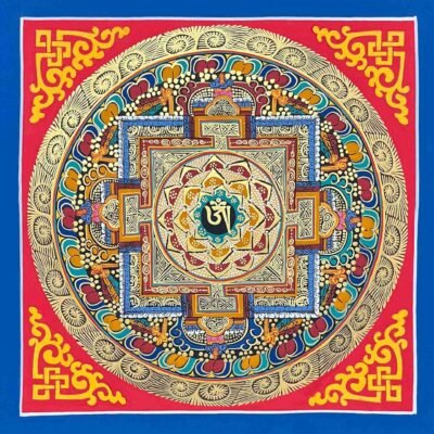 Mandala | HQ – Buddhist Handmade Thangka Painting of Tibetan Om Mandala | Hand-Painted | Student Mandala
