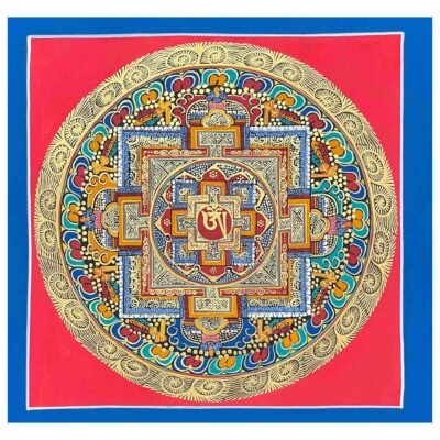 HQ – Buddhist Handmade Thangka Painting of Tibetan Om Mandala | Hand-Painted | Student Mandala