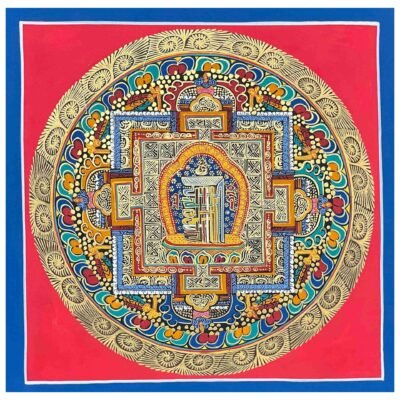 HQ – Buddhist Handmade Thangka Painting of Old Kalachakra Symbol Mandala | Hand-Painted | Student Mandala