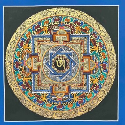HQ – Buddhist Handmade Thangka Painting of Tibetan OM Mandala | Hand-Painted | Student Mandala
