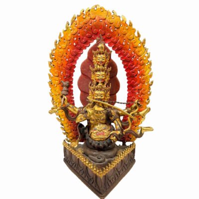 High-Quality Buddhist Statue of Rahula – Partly Gold-Plated, Face Painted