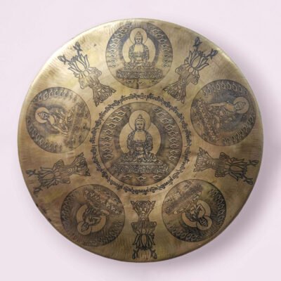Handmade Chau Gong – Bronze Tam-Tam Gong with Pancha Buddha Etching