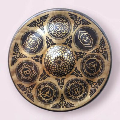 Burmese Hand-Beaten Nipple Gong with Flower Design | Javanese Style | 29cm Bronze Gong