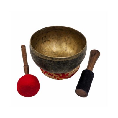 Kopre Singing Bowl — Hand Beaten, Antique Finish, Select Accessories (18cm, 642g)