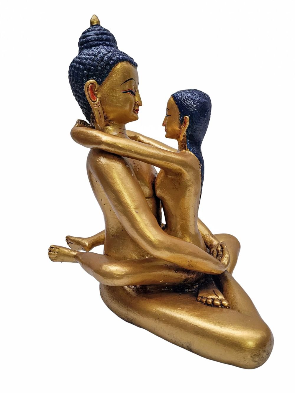 Samantabhadra Statue | Handmade Copper | Gold-Painted Face - Image 2