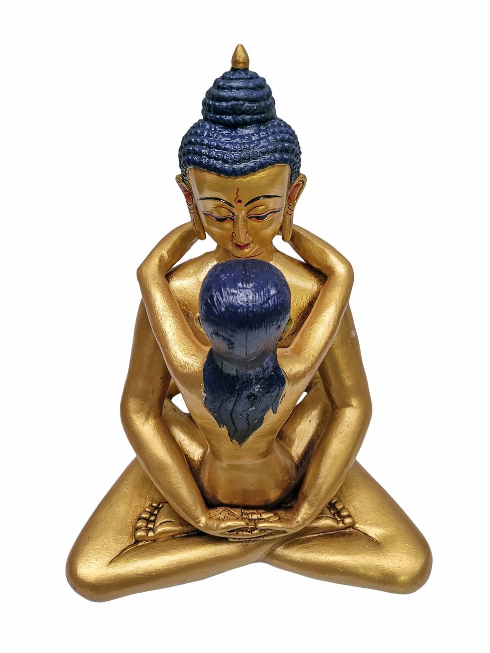 Samantabhadra Statue | Handmade Copper | Gold-Painted Face - Image 3