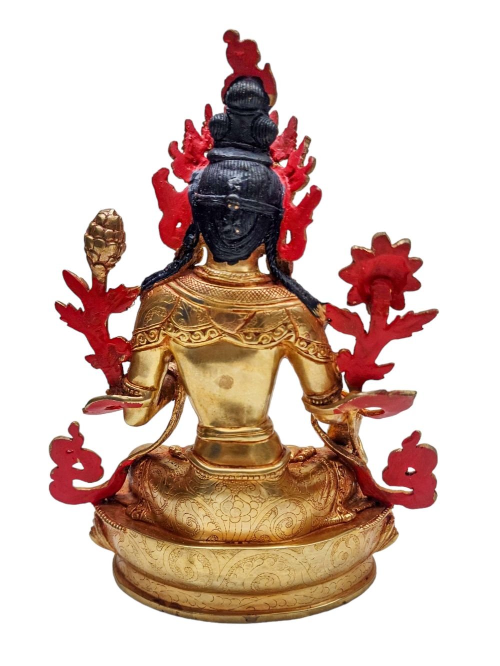 White Tara Statue | Buddhist Handmade | Gold Plated with Painted Face - Image 5