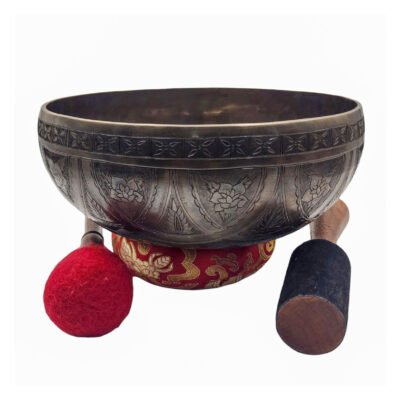 Jambati Singing Bowl – Hand-Beaten, Etched Design, Traditional Seven Metal Bronze | Authentic Buddhist Sound Healing Bowl