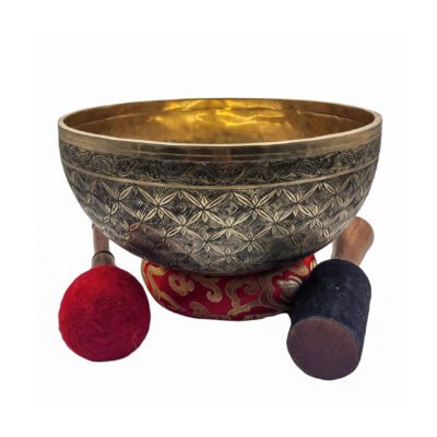 Jambati Singing Bowl – Hand-Beaten, Fine Etching, Seven-Metal Bronze | Premium Sound Healing Instrument