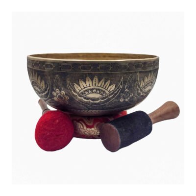 Jambati Singing Bowl – Hand-Beaten, Carved Seven-Metal Bronze | Deep Resonance for Sound Healing & Meditation
