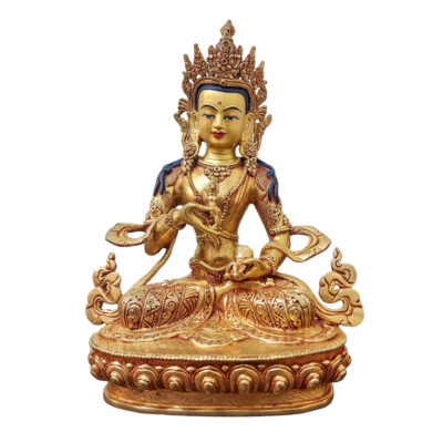 Vajrasattva | Handmade Buddhist Statue | Gold Plated with Hand-Painted Face | Traditional Lost-Wax Copper Sculpture