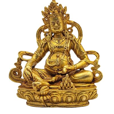 Yellow Jambhala Statue, Kubera Jambhala, Full Gold Plated, Ceramic Molding