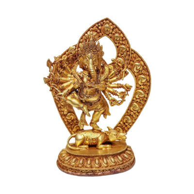 Ganesh, Buddhist Statue, Gold Plated and Ceramic Molding
